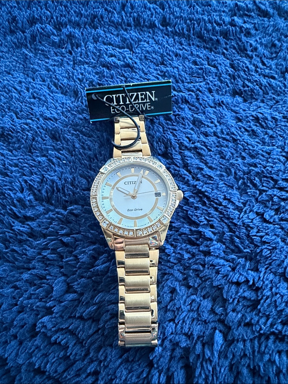 *NWT* Citizen Gold-Tone Women's Bracelet Watch with Crystal Bezel and White Dial